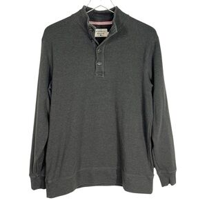 THE NORMAL BRAND 1/4 Button Henley Mock Neck Grey Sweatshirt Men's Medium